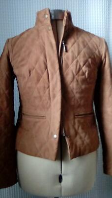 Size 2 Brooks Brothers Suede Jacket 100% Leather Tan Quilted | eBay