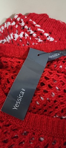 Yessica C&A Taille 40 Neuf Superbe pull rouge et blanc femme pullover - Foto 4 di 4