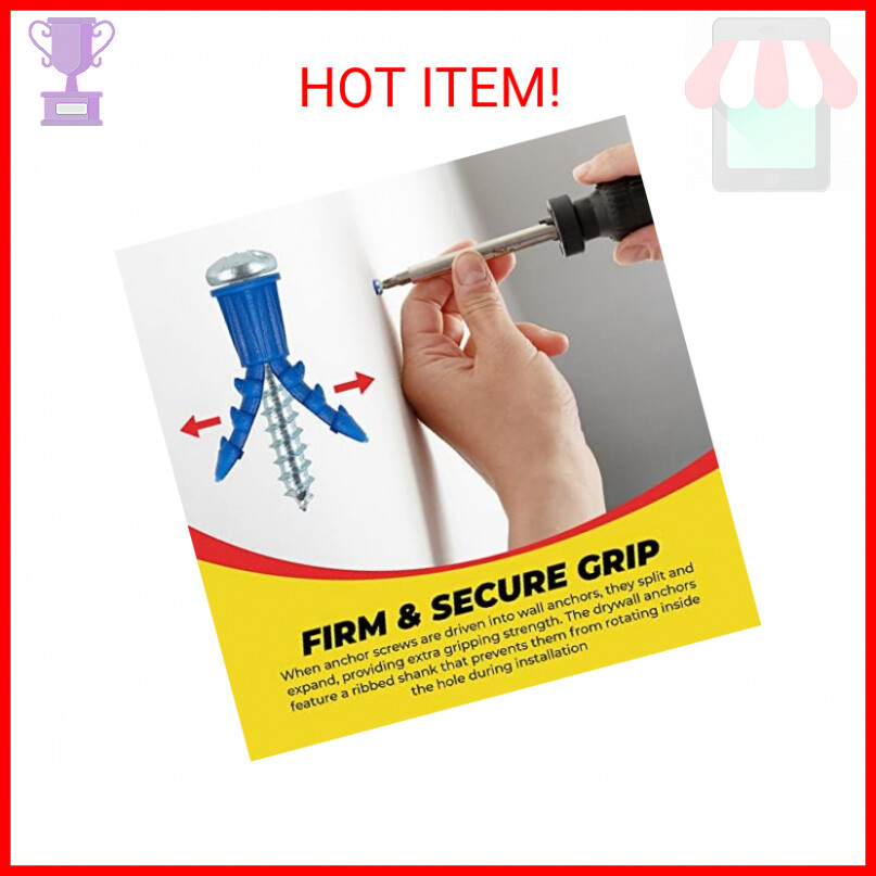 Qualihome Ribbed Plastic Drywall Anchor Kit Wall Anchors and Screws
