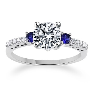 1.50Ct Round White Sapphire Engagement Halo Ring 14K White Gold Plated Silver