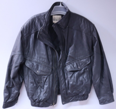 Vintage City Streets Mens Leather Jacket Medium Full Zip Pockets