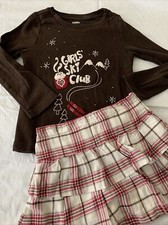 Gymboree size 5 brown tee and plaid ruffled skirt set of 2