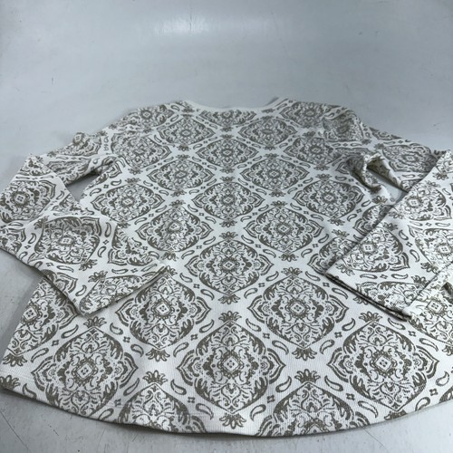 Coppia Camicia Sonoma Top M Waffle Lavorata a maglia collo a maniche lunghe donna bianca e crema - Foto 9 di 10