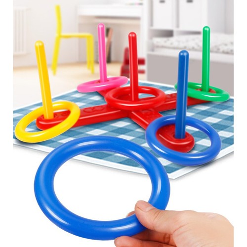 Children Rope Hoop Quoits Fun Ring Toss Outdoor Game Set Puzzle Interactive Toy - Picture 2 of 9