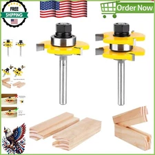 Versatile Tongue and Groove Wood Cutting Router Bit Set - 2 Pcs, 1/4 Inch