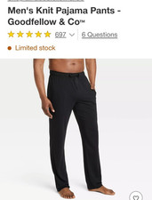 New with tag Men's Cotton Knit Pajama Pants - Goodfellow Co LARGE - BLACK