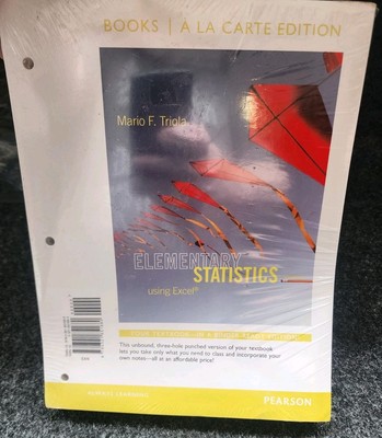 Elementary Statistics Using Excel, Books a - Loose Leaf, by Triola Mario - Good
