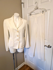 Vintage ARMANI COLLEZIONI 2 Piece Blazer Pant Suit Women's Size 6 Ivory