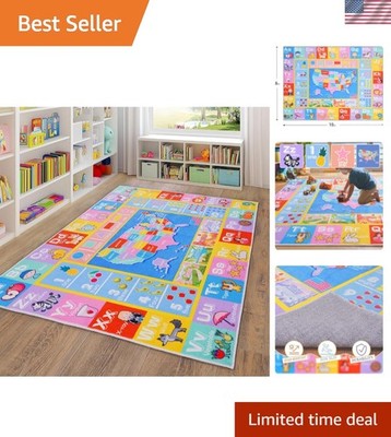 Kids Rugs for Playroom - Soft & Non-Slip 8x10 Feet Educational Rug for Learni...