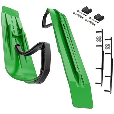 Slydog Powder Hound 7'' Green Skis w/10'' Round Bar Complete Kit Ski-Doo 2020+