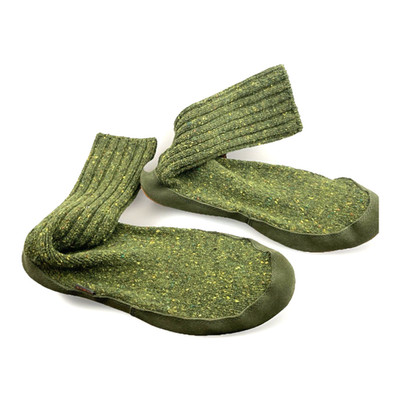 ACORN Slipper Sock, The Original, Olive Coast Wool Men's Size M 12-13 FREE Ship