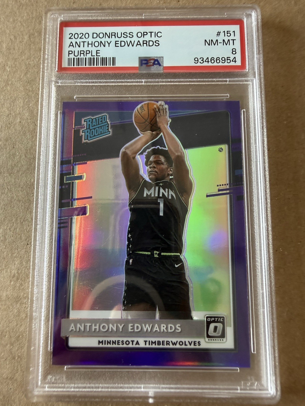 2020-21 Donruss Optic Rated Rookie Purple Prizm Anthony Edwards #151 PSA 10 Card
