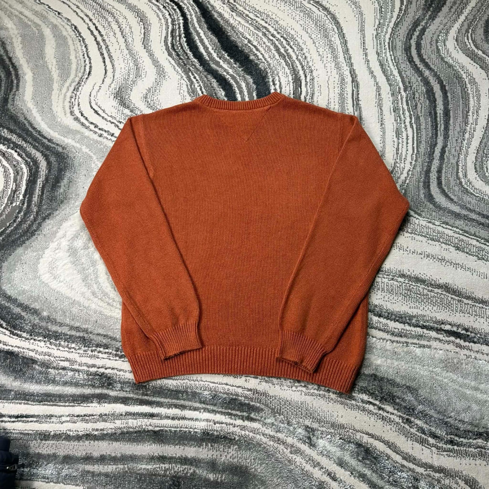 VTG Tommy Hilfiger 2000s Y2K Orange Oversized Medium Crew Neck Knitted Jumper image 8