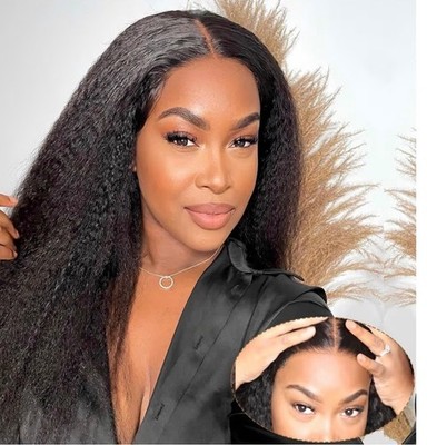Kinky Straight V Part 100% Human Hair Wig 13*4 Straight 24 inch