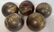 Set of 5 Decorative 3” Ceramic Carpet Balls Sphere Drip Pattern