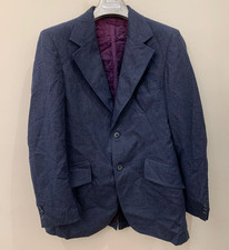 1970s vintage pure wool classic rockabilly disco blue suit jacket blazer 40R 40L