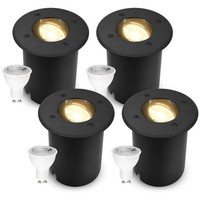 4X Juavi Bodeneinbauleuchte IP67 Schwarz Schwenkbar GU10 Led 2W Warmweiß Leuchte