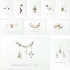 ZICOTO Beautiful Modern Rustic Christmas Cards Set of 20 - Incl. Bulk Envelopes,