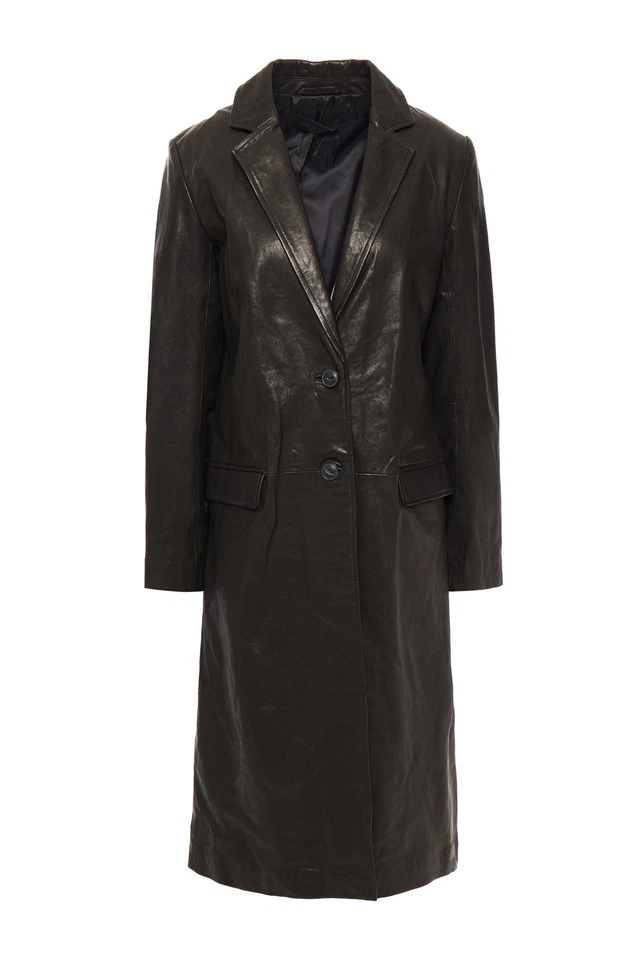 RRP €1708 RAG & BONE Trinity Leather Coat Size L Lined Black Collared - Image 3 of 4