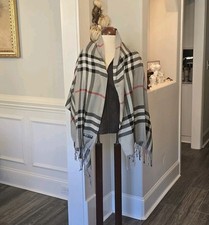 Pashima Cashmere Shawl Wrap Scarf Gray Red Black Plaid 68" x 26" Soft