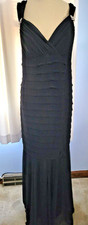 R & M Richards Woman 16W Black Long Gown Tiered dress sheer bottom sleeveless