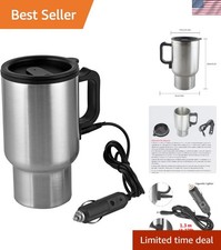 Travel-Friendly 12V Heated Mug - 14oz Stainless Steel Car Coffee Companion