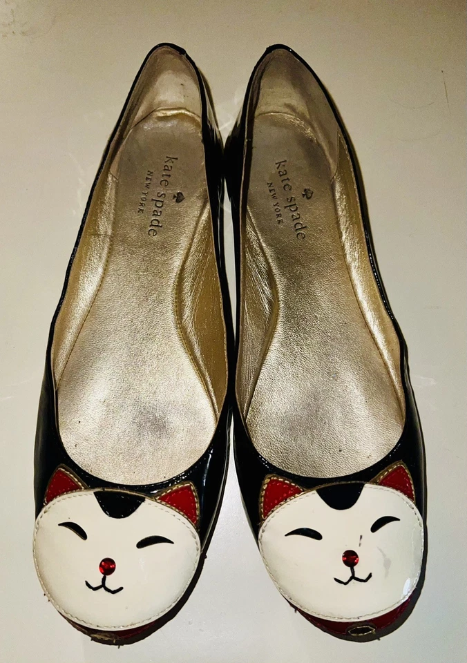 Kate Spade, RARO, Retirado Tonti Street Lucky Cat Zapatos de Ballet Pisos 6.5 Foto 2 de 4