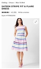 Talbots Sateen Stripe Fit & Flare Dress Size 2 Multicolor Sleeveless w/ Pockets