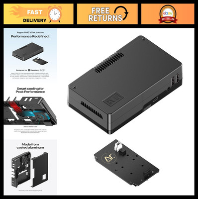 Raspberry Pi 5 Aluminum Case with Active Cooling, Dual HDMI, NVMe M.2 Slot, USB
