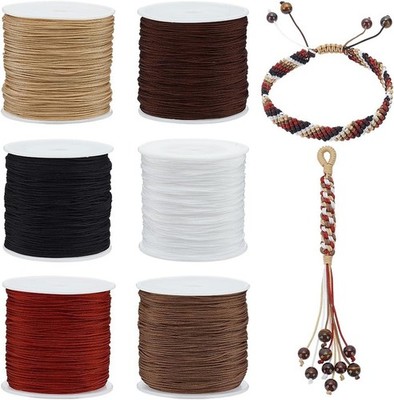 PH PandaHall 600 Yards 0.8mm Nylon Beading String Cord 6 Colors Chinese Knotting