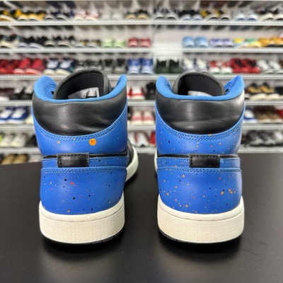Nike Air Jordan 1 Mid Royal Paint Splatter Black Blue 554724-048