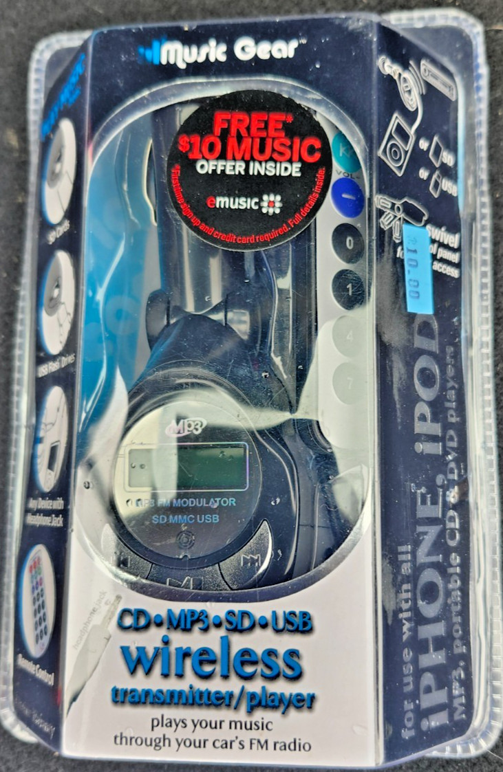 Music gear wireless fm transmitter player for car – ipod mp3 sd usb – model lg50