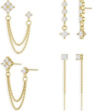 Dangle Earrings 3/4 Pairs Dainty 14K Gold Plated Earrings for Women Tren