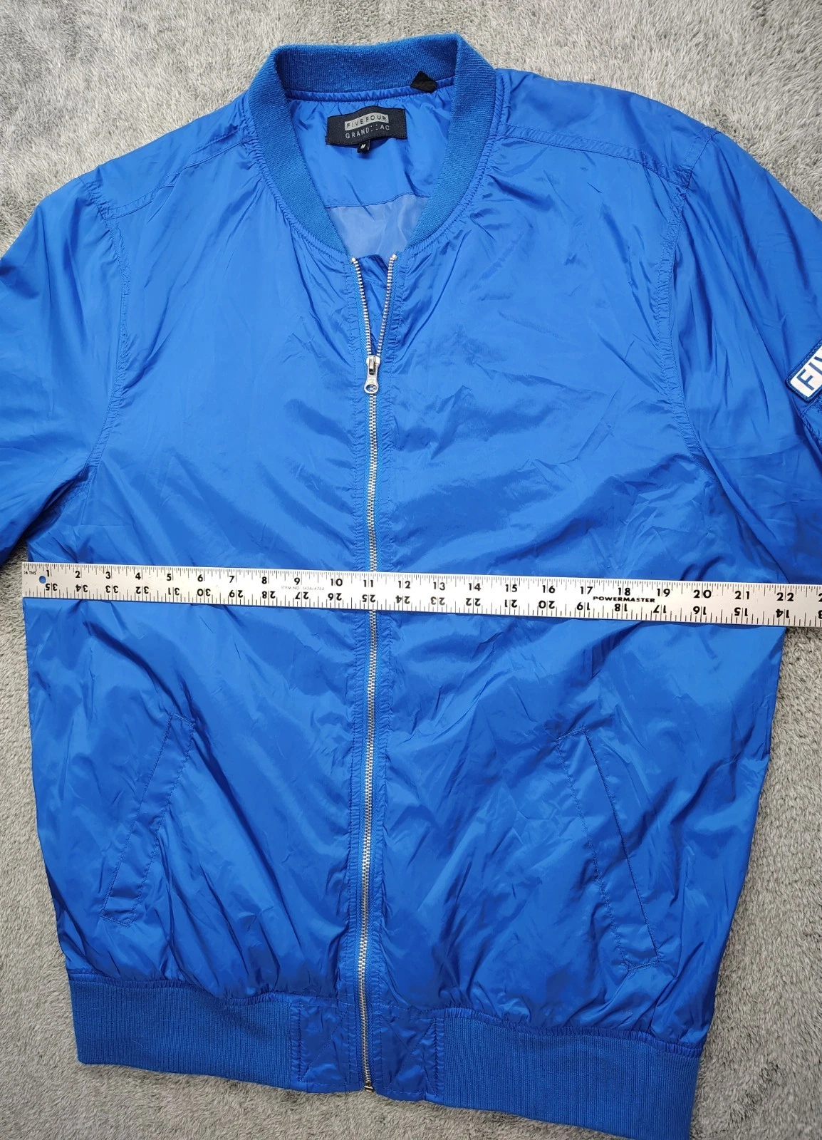 Five Four Grand AC Men’s Zip Up Bomber Flight Jacket Size M Royal Blue Air Force image 6