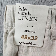 89 NEW Caribbean Roundtree Linen Pants Men 48 x 32 Coastal Comfort Beige