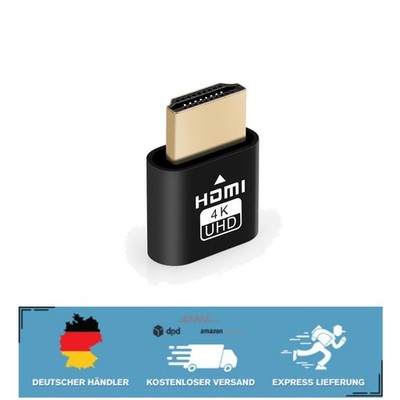 4K HDMI Dummy Plug für Headless Mode - Kein Treiber Erforderlich, Schwarz