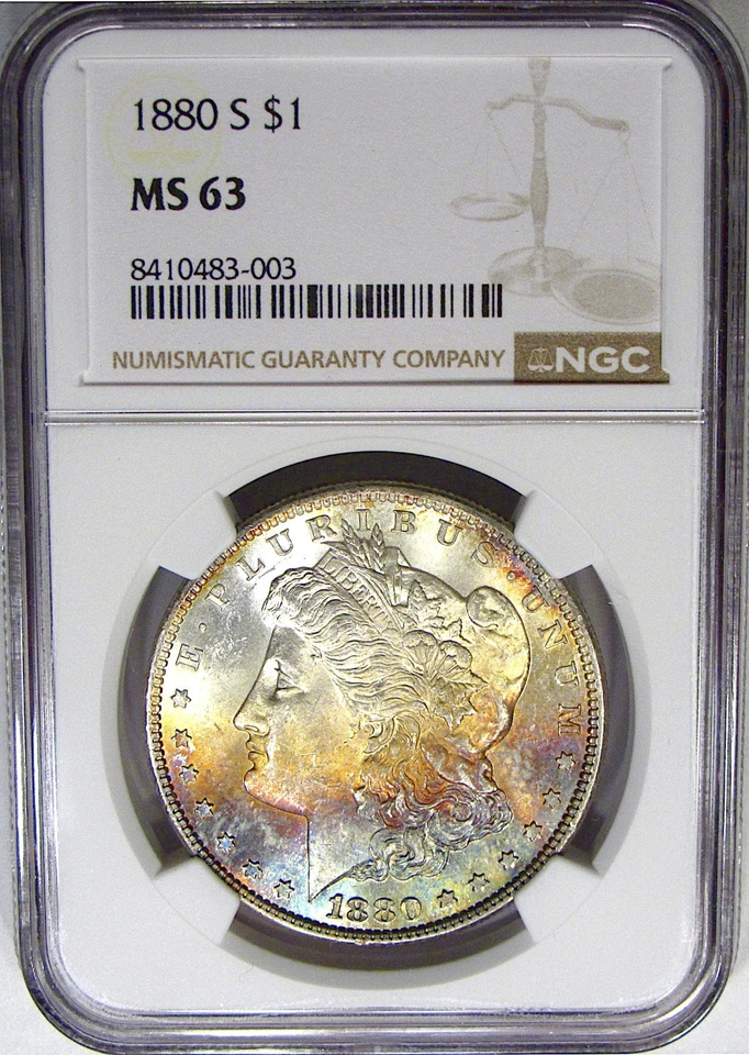 1880-S $1 NGC MS63 MORGAN ~ EXQUISITE RAINBOW OBVERSE! - Image 4 of 4