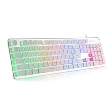Rainbow LED Backlit Membrane Gaming Keyboard, USB Wired, Anti-Ghosting, 104 Keys