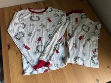 Burt  s Bees Kids Size 12 Y Christmas Pajamas Sleds Skates Holly Snowflake Set
