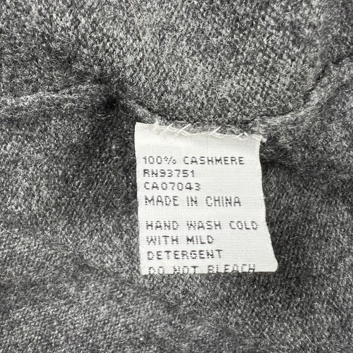 in cashmere sweater gray crew neck long sleeves soft front seam women's medium - Picture 10 of 11