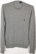 Polo Ralph Lauren Men Merino Wool Pullover Sweater Sz M Gray Crew Neck Pony Logo