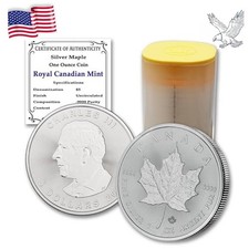 Canadian Maple Leaf Silver Coins Brilliant Uncirculated 2025 - Lot of (10) 1 oz