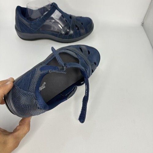 Orthofeet Juno Mary Jane Damen-Lederschuh Größe 8,5 breite verstellbare Riemen blau Komfortschuh - Bild 5 von 14