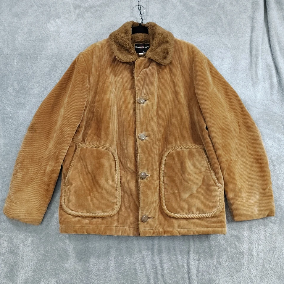 Chaqueta De Pana Pesada De Colección Para Hombres M Marrón Sherpa Vaquero Occidental Ropa de Trabajo Lazo Foto 2 de 4