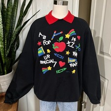 Vintage 1992 Teacher Graphic Sweatshirt XXL Cozy Kitsch 90s