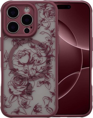 Magnetic Case for iPhone 14 Pro Max, Floral Flower Cute Aesthetic Case for Women