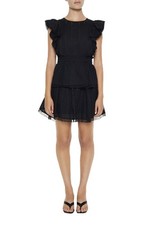 Forever 21 Clip Dot Lace Ruffled Mini Dress Black Medium Medium,