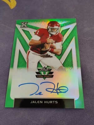 Jalen Hurts 2020 Leaf Valiant Green /75 Auto Rookie Eagles Autograph 