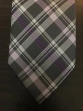 Stafford Mens Tie Purple Plaid Crossdesign 60 X 3.5” 