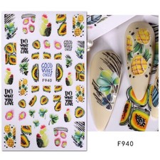 Fruit Papaya Nail Stickers Mango Lemon Cherry Grape Kiwi Nail Art Decals